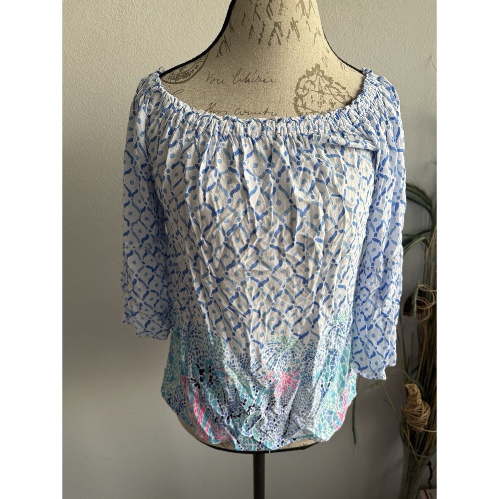 Lilly Pulitzer Womens Sea La Vie Nevie Off The Shoulder Top Multi Women's XS